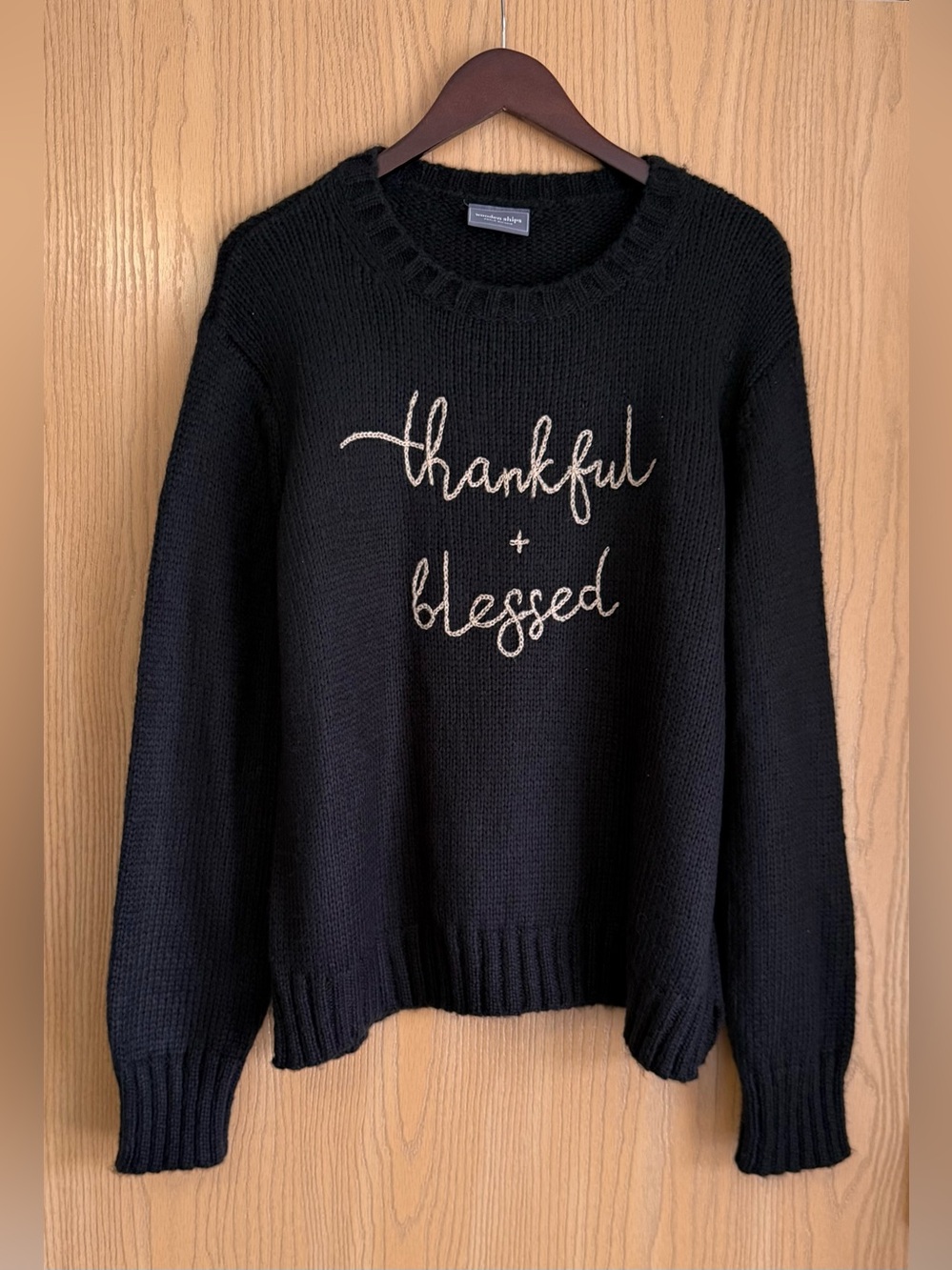 Wooden Ships | SZ Medium Large | Black Mohair Wool Sweater | Thankful & Blessed